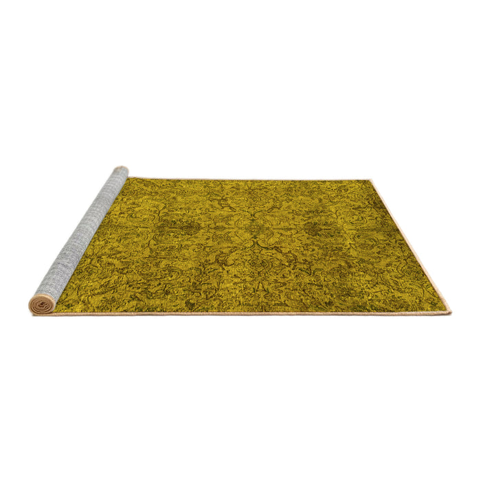 Sideview of Machine Washable Persian Yellow Traditional Rug, wshtr2935yw