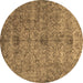 Round Persian Brown Traditional Rug, tr2935brn