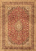 Machine Washable Medallion Brown Traditional Rug, wshtr2936brn