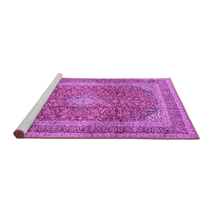 Sideview of Machine Washable Medallion Purple Traditional Area Rugs, wshtr2936pur