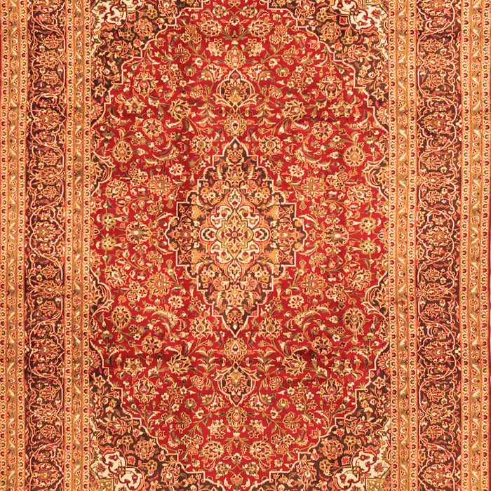 Serging Thickness of Machine Washable Medallion Orange Traditional Area Rugs, wshtr2936org