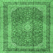 Square Medallion Emerald Green Traditional Rug, tr2936emgrn