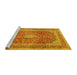 Sideview of Machine Washable Medallion Yellow Traditional Rug, wshtr2936yw