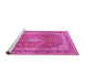 Sideview of Machine Washable Medallion Pink Traditional Rug, wshtr2936pnk