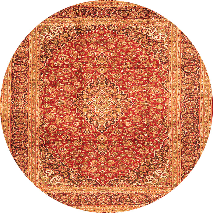 Machine Washable Medallion Orange Traditional Area Rugs, wshtr2936org