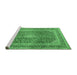 Sideview of Machine Washable Medallion Emerald Green Traditional Area Rugs, wshtr2936emgrn