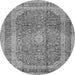 Machine Washable Medallion Gray Traditional Rug, wshtr2936gry