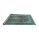 Sideview of Machine Washable Medallion Light Blue Traditional Rug, wshtr2936lblu