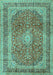 Machine Washable Medallion Turquoise Traditional Area Rugs, wshtr2936turq