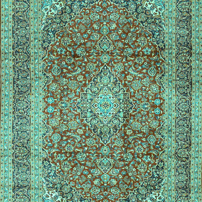 Machine Washable Medallion Turquoise Traditional Area Rugs, wshtr2936turq
