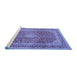 Sideview of Machine Washable Medallion Blue Traditional Rug, wshtr2936blu