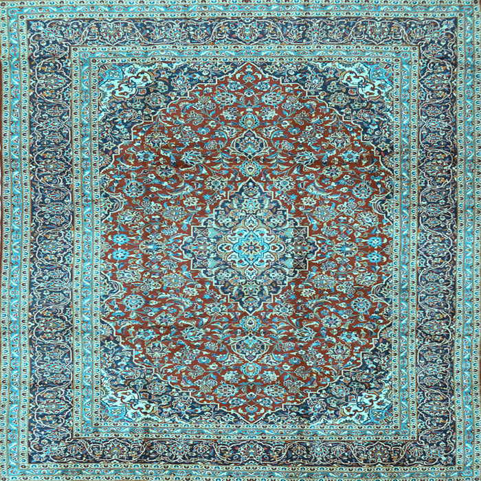 Square Medallion Light Blue Traditional Rug, tr2936lblu