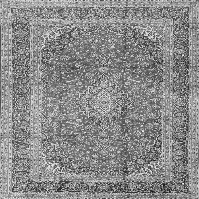 Round Machine Washable Medallion Gray Traditional Rug, wshtr2936gry