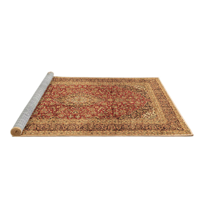 Sideview of Machine Washable Medallion Brown Traditional Rug, wshtr2936brn