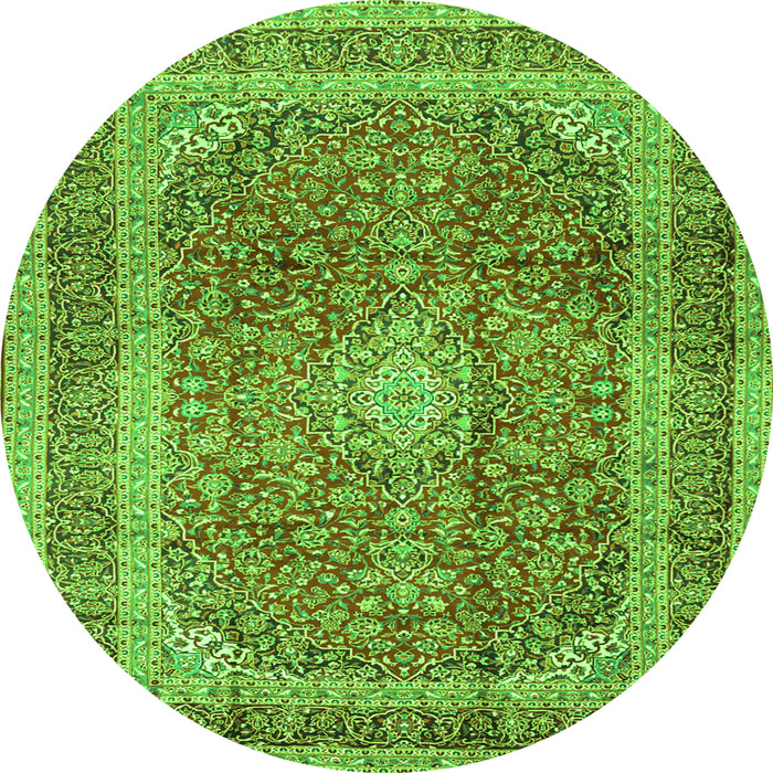 Square Medallion Green Traditional Rug, tr2936grn
