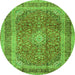 Square Medallion Green Traditional Rug, tr2936grn