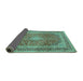 Sideview of Medallion Turquoise Traditional Rug, tr2936turq