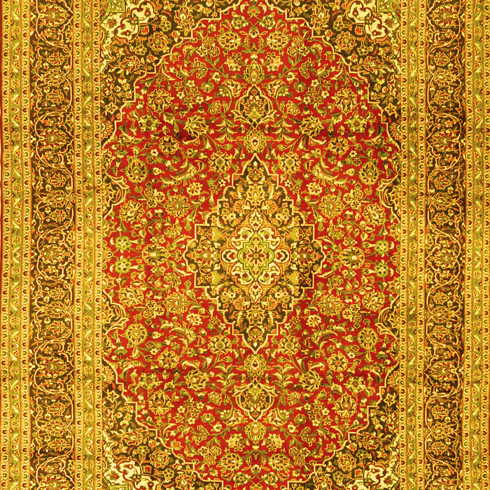 Machine Washable Medallion Yellow Traditional Rug, wshtr2936yw