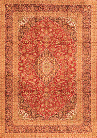 Medallion Orange Traditional Rug, tr2936org