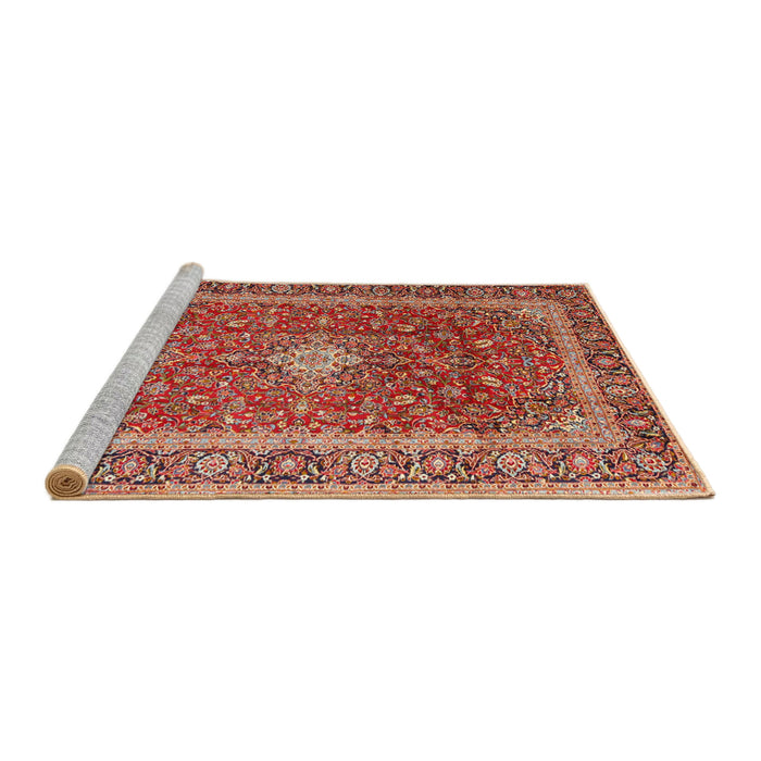 Sideview of Machine Washable Traditional Tangerine Pink Rug, wshtr2937