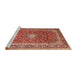 Sideview of Machine Washable Traditional Tangerine Pink Rug, wshtr2937