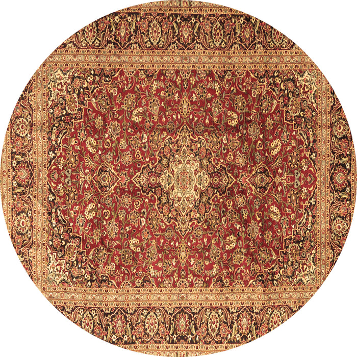 Round Machine Washable Persian Brown Traditional Rug, wshtr2937brn