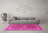 Machine Washable Persian Pink Traditional Rug, wshtr2937pnk