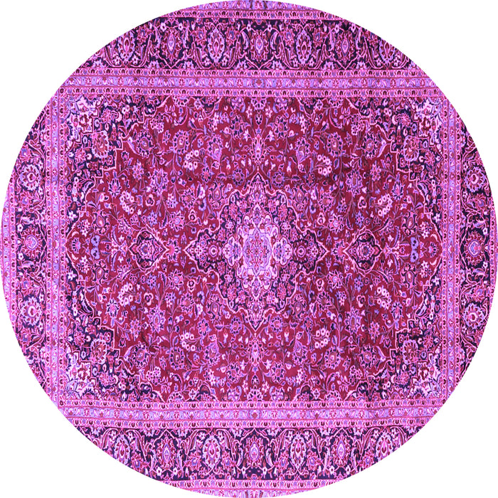 Round Machine Washable Persian Purple Traditional Area Rugs, wshtr2937pur