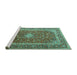 Sideview of Machine Washable Persian Turquoise Traditional Area Rugs, wshtr2937turq