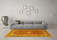 Machine Washable Persian Yellow Traditional Rug, wshtr2937yw