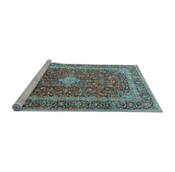 Sideview of Machine Washable Persian Light Blue Traditional Rug, wshtr2937lblu