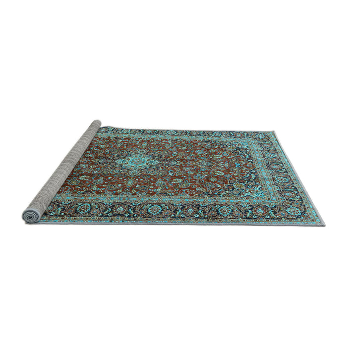 Sideview of Machine Washable Persian Light Blue Traditional Rug, wshtr2937lblu