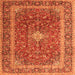 Round Machine Washable Persian Orange Traditional Area Rugs, wshtr2937org