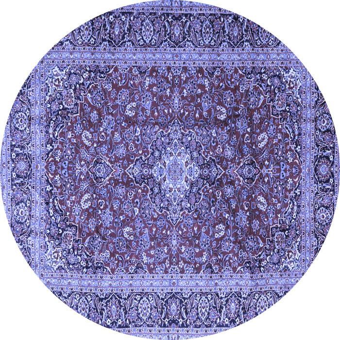 Round Machine Washable Persian Blue Traditional Rug, wshtr2937blu