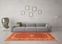 Machine Washable Persian Orange Traditional Rug, wshtr2937org