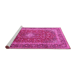 Sideview of Machine Washable Persian Pink Traditional Rug, wshtr2937pnk