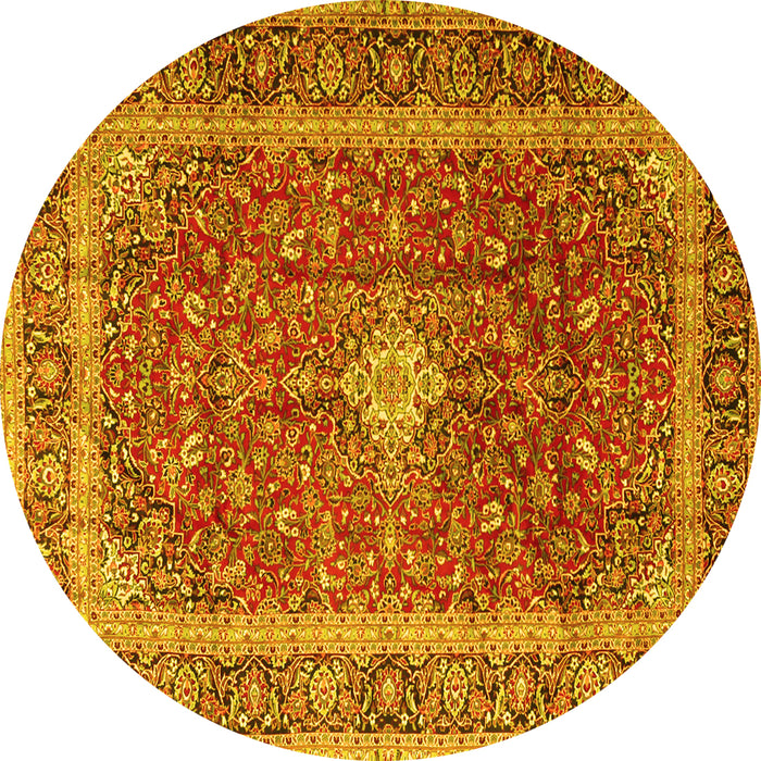 Round Persian Yellow Traditional Rug, tr2937yw