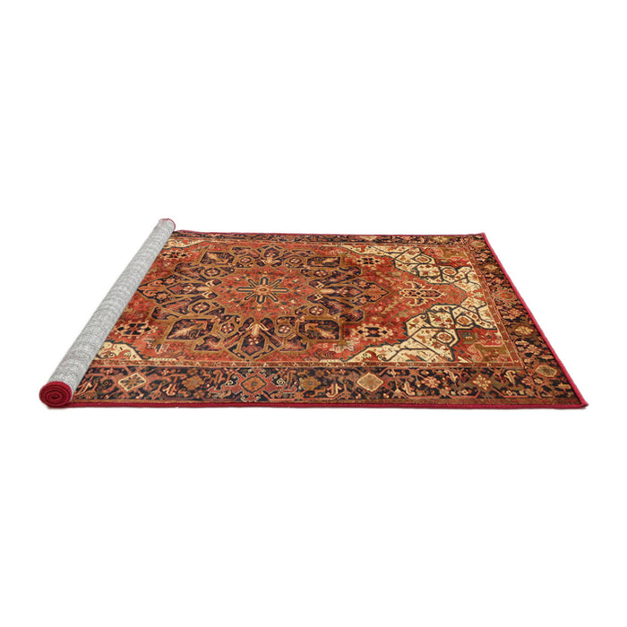 Sideview of Machine Washable Traditional Orange Rug, wshtr2938