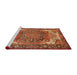 Sideview of Machine Washable Traditional Orange Rug, wshtr2938