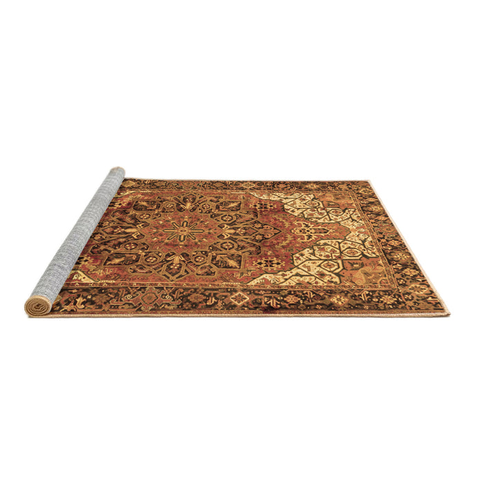 Sideview of Machine Washable Persian Brown Traditional Rug, wshtr2938brn