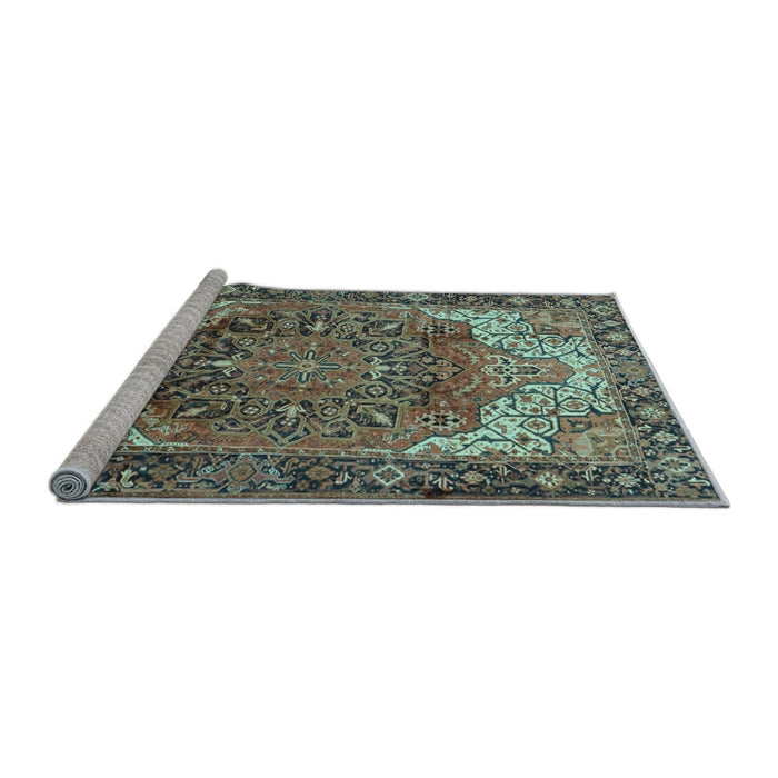 Sideview of Machine Washable Persian Light Blue Traditional Rug, wshtr2938lblu