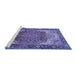 Sideview of Machine Washable Persian Blue Traditional Rug, wshtr2938blu