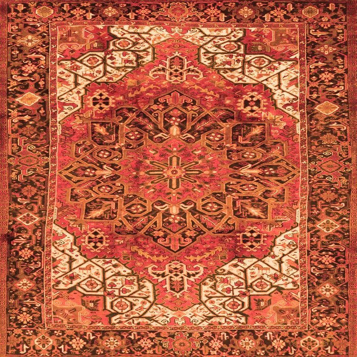 Round Machine Washable Persian Orange Traditional Area Rugs, wshtr2938org