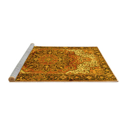 Sideview of Machine Washable Persian Yellow Traditional Rug, wshtr2938yw