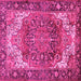 Square Machine Washable Persian Pink Traditional Rug, wshtr2938pnk