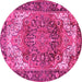 Round Persian Pink Traditional Rug, tr2938pnk