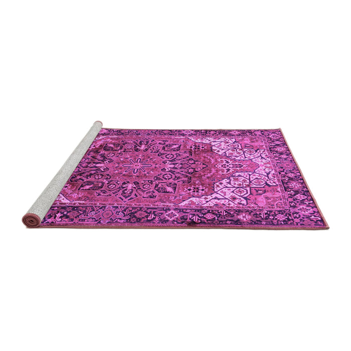 Sideview of Machine Washable Persian Purple Traditional Area Rugs, wshtr2938pur