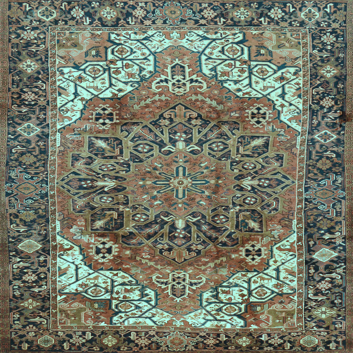 Square Machine Washable Persian Light Blue Traditional Rug, wshtr2938lblu