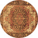 Round Persian Brown Traditional Rug, tr2938brn