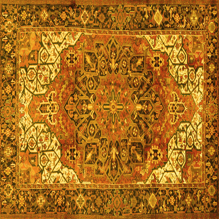 Square Machine Washable Persian Yellow Traditional Rug, wshtr2938yw
